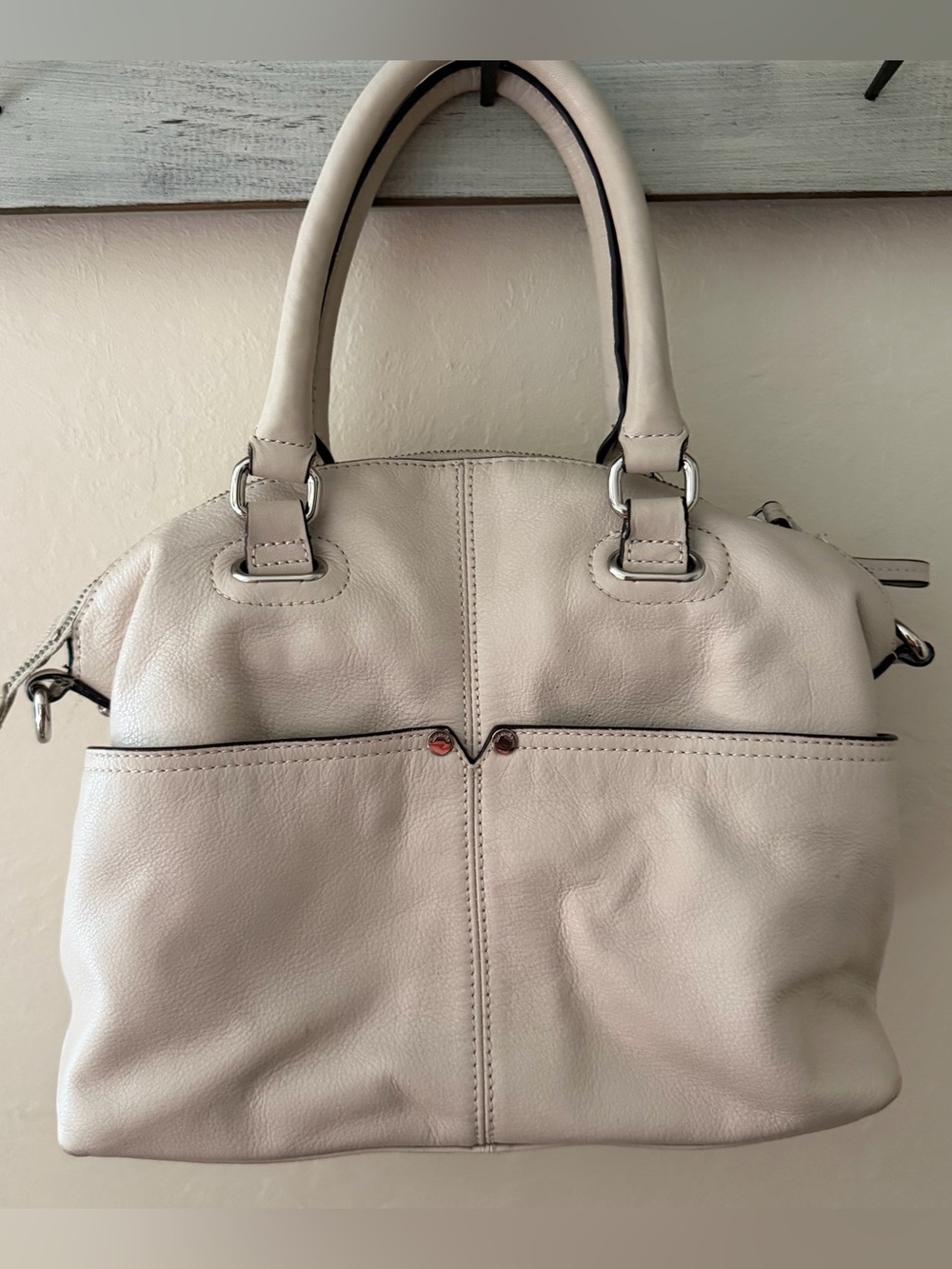 Tignanello Women's Beige Leather Satchel Handbag